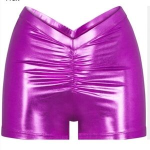 SKIMS Metallic Swim V-Waist Short | Dragon Fruit